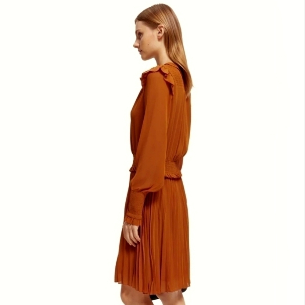 Rag & bone long sleeve smocked mini dress pumpkin medium NWT - Picture 3 of 9